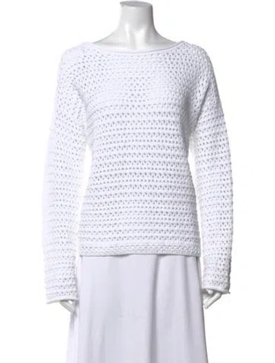 Pre-owned White + Warren Bateau Neckline Sweater In Grey