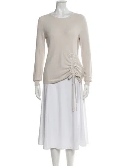Pre-owned White + Warren Bateau Neckline Sweater In Neutral