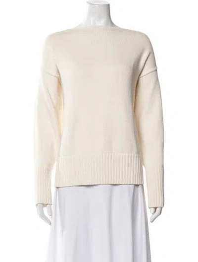 Pre-owned White + Warren Bateau Neckline Sweater In Neutrals