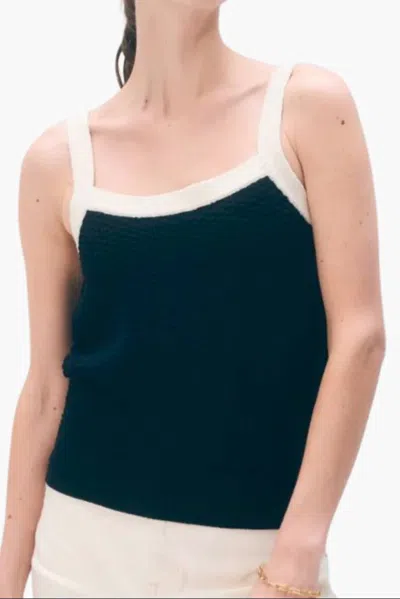 White + Warren Boucle Tank In Midnight/ivory Trim In Black