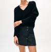 White + Warren Brushed Cashmere Easy V Neck Sweater In Black In Black