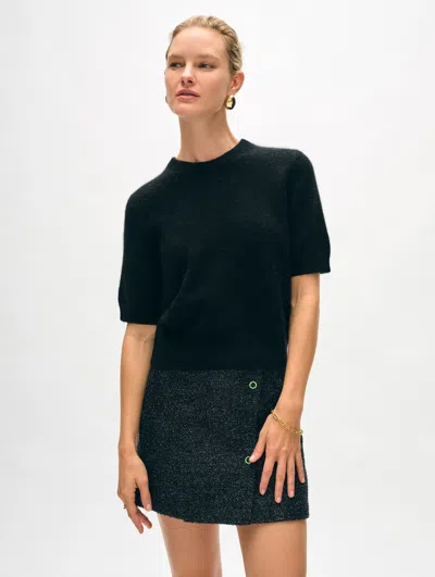 White + Warren Brushed Cashmere T-shirt In Black