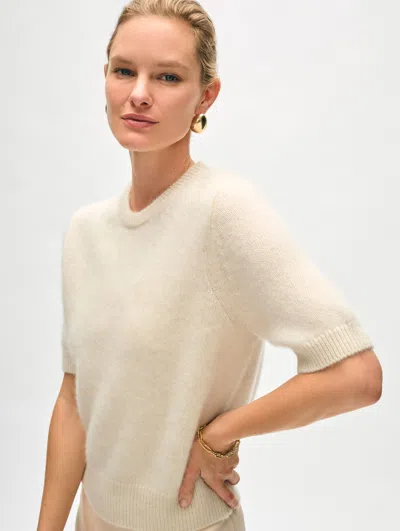 White + Warren Brushed Cashmere T-shirt In Ivory