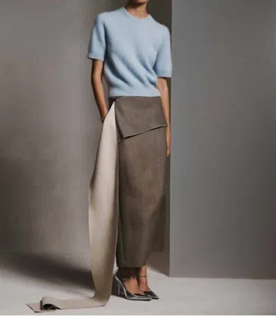 White + Warren Brushed Cashmere Tee In Misty Blue