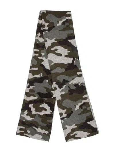Pre-owned White + Warren Camouflage Print Scarf In Green