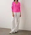 White + Warren Cashmere Air Plush V-neck Sweater In Pink Marl In Pink
