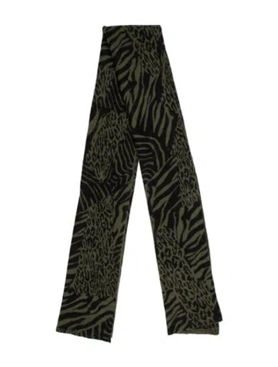 Pre-owned White + Warren Cashmere Animal Print Scarf W/ Tags In Green