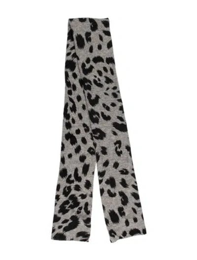 Pre-owned White + Warren Cashmere Animal Print Stole W/ Tags In Black/grey