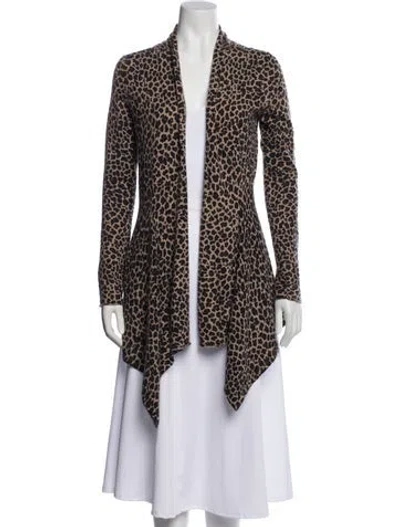 Pre-owned White + Warren Cashmere Animal Print Sweater