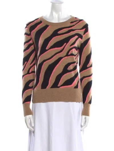 Pre-owned White + Warren Cashmere Animal Print Sweater In Brown