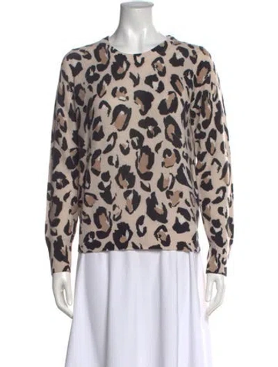 Pre-owned White + Warren Cashmere Animal Print Sweater In Gray