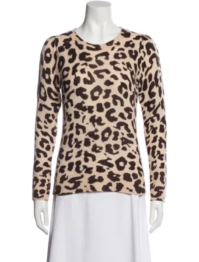 Pre-owned White + Warren Cashmere Animal Print Sweater In Multi