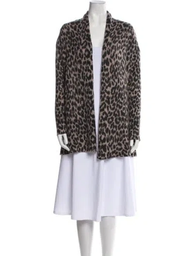 Pre-owned White + Warren Cashmere Animal Print Sweater In Multi