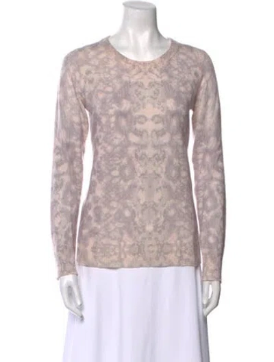 Pre-owned White + Warren Cashmere Animal Print Sweater In Multi