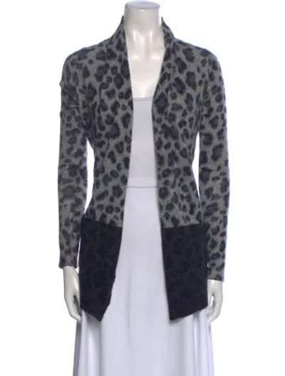Pre-owned White + Warren Cashmere Animal Print Sweater In Multi