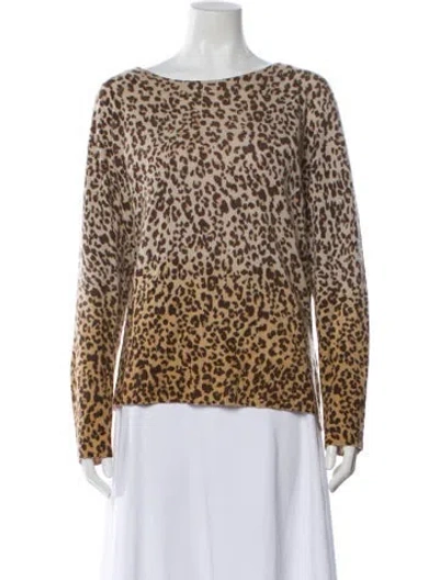 Pre-owned White + Warren Cashmere Animal Print Sweater In Multi