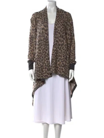 Pre-owned White + Warren Cashmere Animal Print Sweater In Neutral