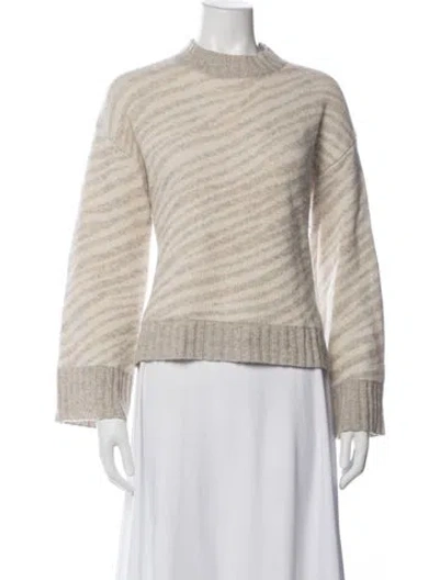 Pre-owned White + Warren Cashmere Animal Print Sweater In Neutrals