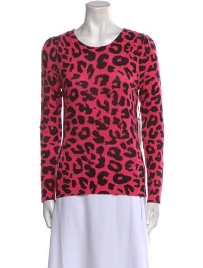 Pre-owned White + Warren Cashmere Animal Print Sweater W/ Tags In Pink