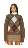 White + Warren Cashmere Argyle Crew Pullover Multi Combo In Multi