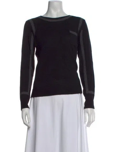 Pre-owned White + Warren Cashmere Bateau Neckline Sweater In Black