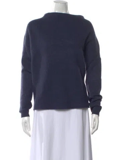Pre-owned White + Warren Cashmere Bateau Neckline Sweater In Blue