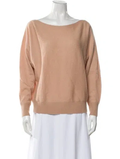 Pre-owned White + Warren Cashmere Bateau Neckline Sweater In Brown