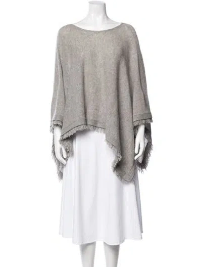 Pre-owned White + Warren Cashmere Bateau Neckline Sweater In Gray
