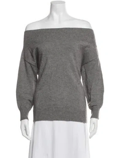 Pre-owned White + Warren Cashmere Bateau Neckline Sweater In Gray