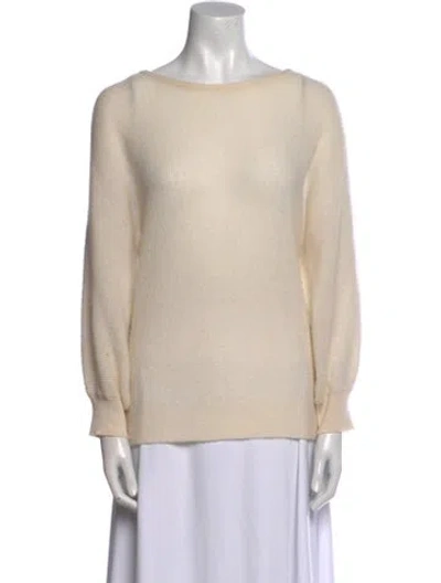Pre-owned White + Warren Cashmere Bateau Neckline Sweater In Neutral