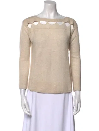 Pre-owned White + Warren Cashmere Bateau Neckline Sweater In Neutral