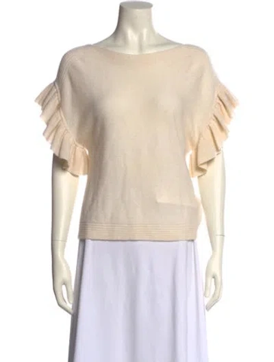 Pre-owned White + Warren Cashmere Bateau Neckline Sweater In Neutral
