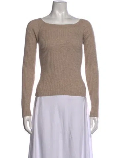 Pre-owned White + Warren Cashmere Bateau Neckline Sweater In Neutrals
