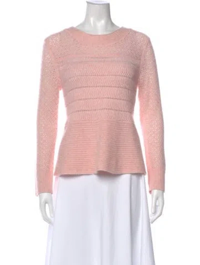 Pre-owned White + Warren Cashmere Bateau Neckline Sweater In Pink