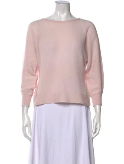 Pre-owned White + Warren Cashmere Bateau Neckline Sweater In Pink