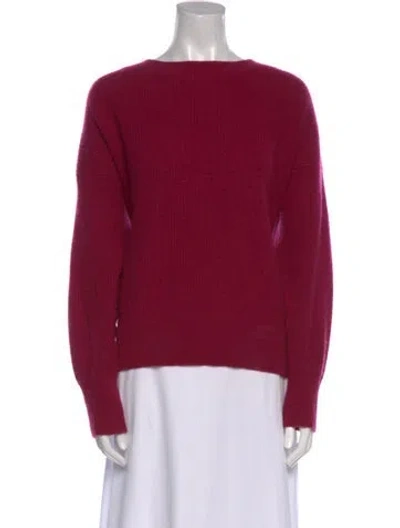 Pre-owned White + Warren Cashmere Bateau Neckline Sweater In Purple