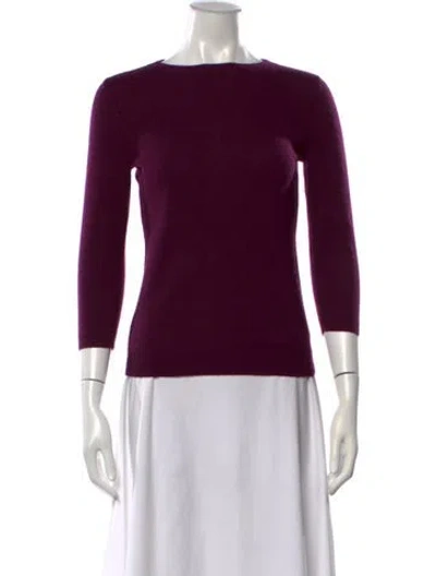 Pre-owned White + Warren Cashmere Bateau Neckline Sweater In Purple
