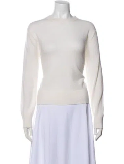 Pre-owned White + Warren Cashmere Bateau Neckline Sweater In White