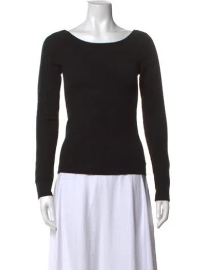 Pre-owned White + Warren Cashmere Bateau Neckline Top In Black