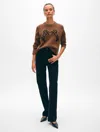 White + Warren Cashmere Blend Horse Embroidered Crewneck Top In Umber/black In Umber/black