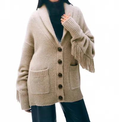White + Warren Cashmere Blend Luxe Fringe Coatigan In Misty Brown Heather In Neutral