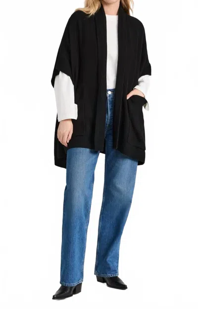 White + Warren Cashmere Blend Open Poncho In Black