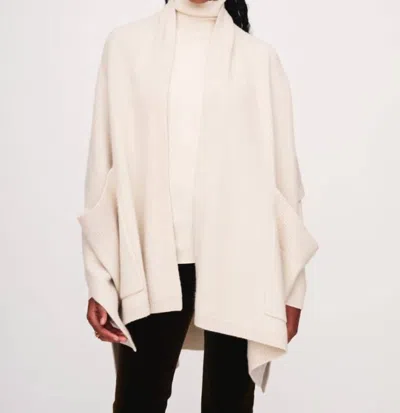 White + Warren Cashmere Blend Open Poncho In Ivory In Multi