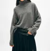White + Warren Merino Cashmere Standneck Sweater In Dark Steel In Multi