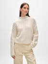 White + Warren Cashmere Blend Wide Rib Standneck Sweater In Ivory In Ivory