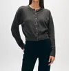 White + Warren Cashmere Gold Button Cardigan Sweater In Graphite Heather In Multi