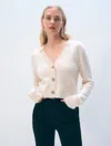 White + Warren Cashmere Button Cardigan Soft White Sweater In White