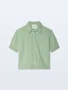 White + Warren Cashmere Button Polo Cool Sage Sweater In Green