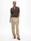 White + Warren Cashmere Button Polo Sweater In Deep Moss In Deep Moss