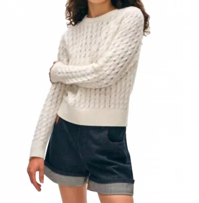 White + Warren Cashmere Cable Crewneck Sweater In White